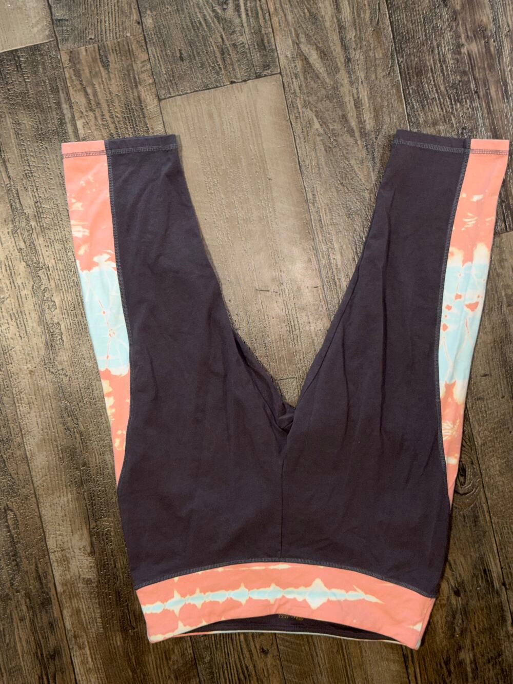 Balance Collection Black Leggings Tie-Dye Side Stripe Wide Waistband Pull-On